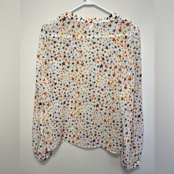 Hutch (Anthropologie) Boho Stars Print Blouse Small Tie Neck - Picture 6 of 9